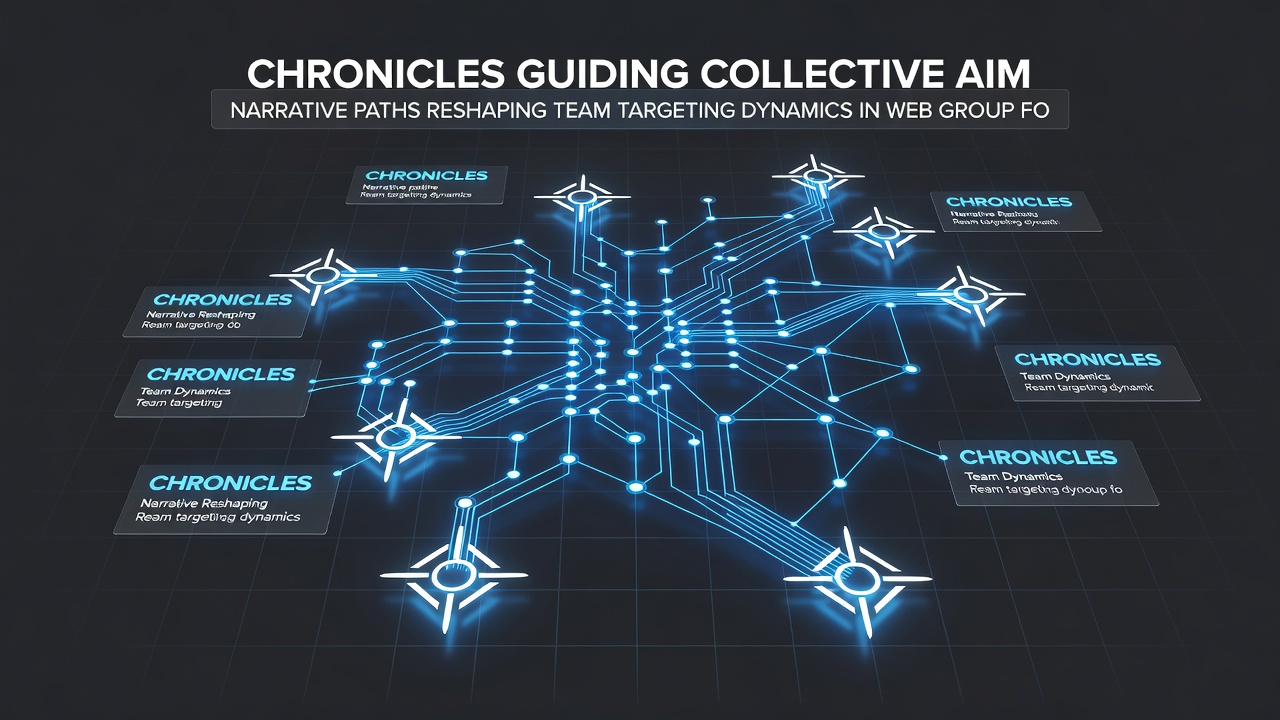 Team coordination screen in a web group format with narrative chronicle paths affecting shared targeting indicators
