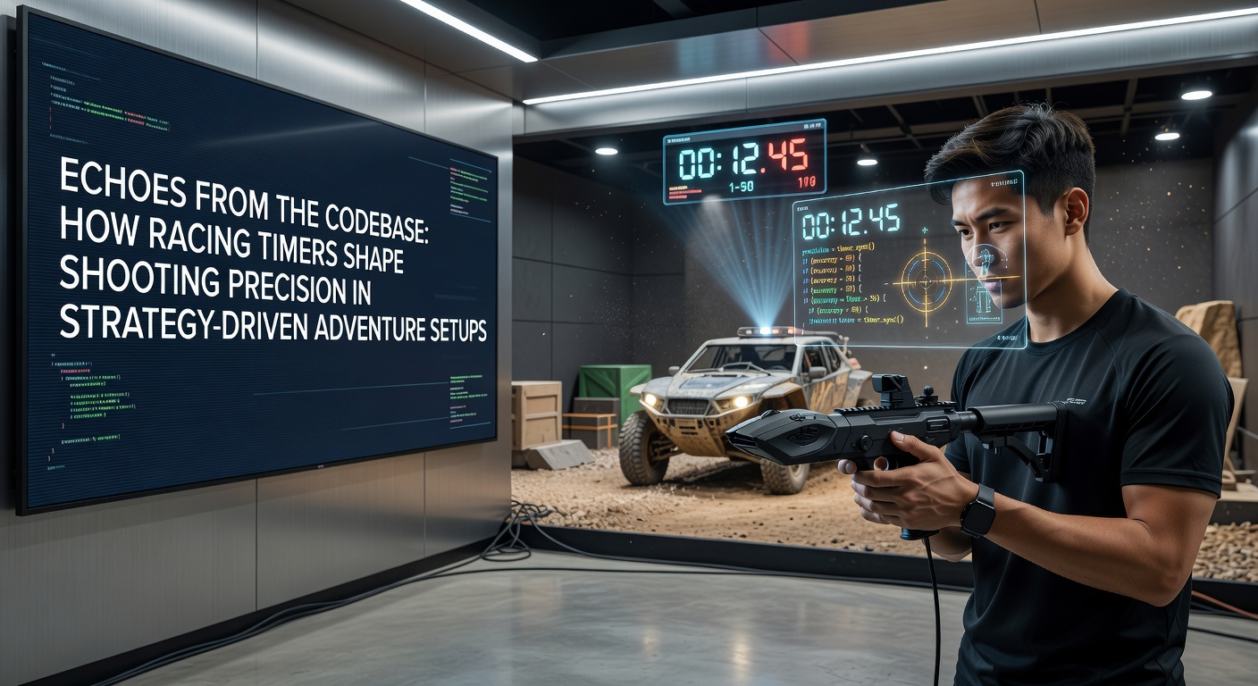 Game interface showing integrated racing timer and shooting precision mechanics in a strategy adventure setup
