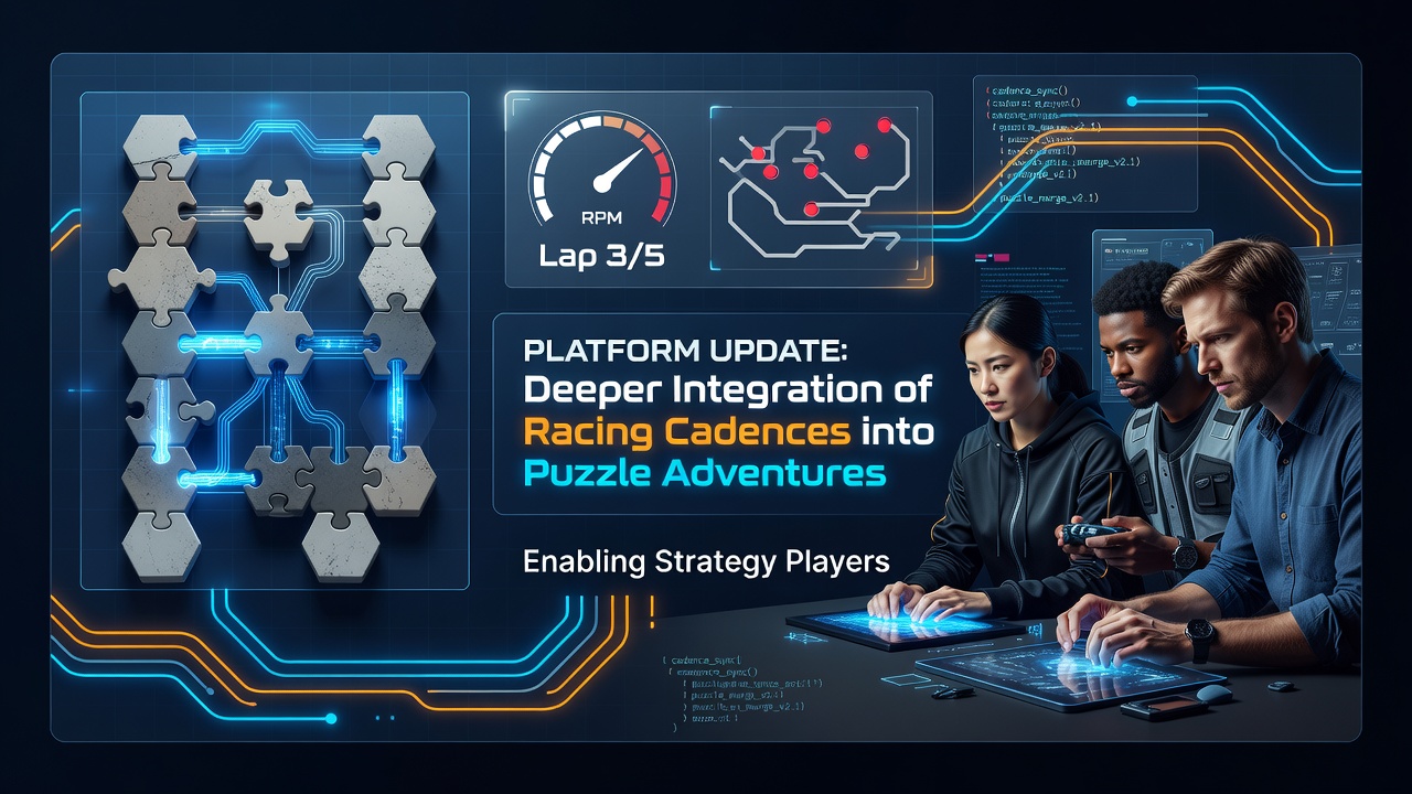 Browser platform interfaces displaying integrated racing timing elements within puzzle adventure layouts for strategy gameplay
