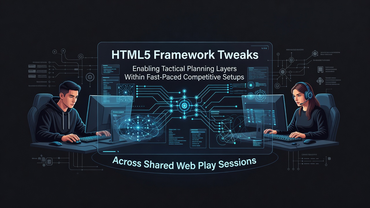 HTML5 framework visualization showing tactical layers integrated into fast-paced browser game interfaces