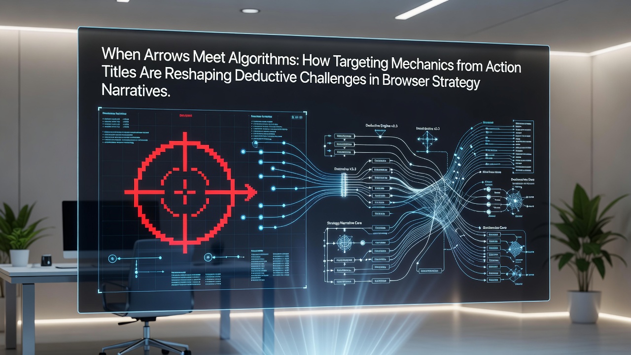 Targeting mechanics integrated into browser strategy game interfaces showing arrow precision and logic overlays